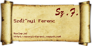 Szőnyi Ferenc névjegykártya